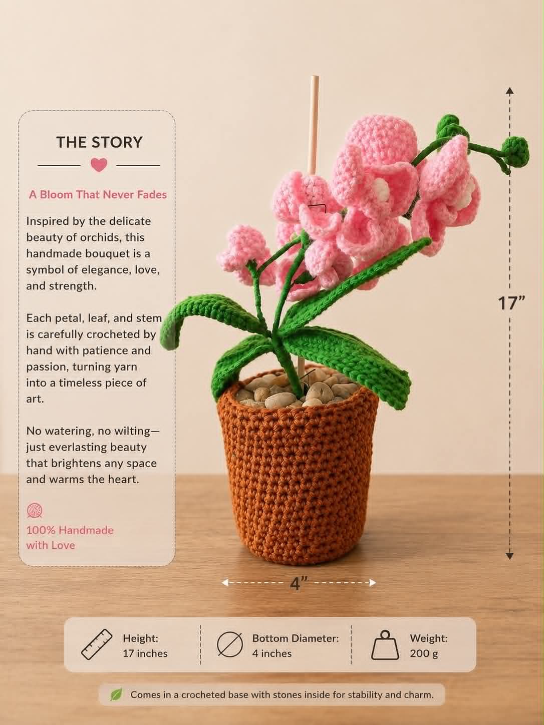 Crochet Orchid Plant in Pot