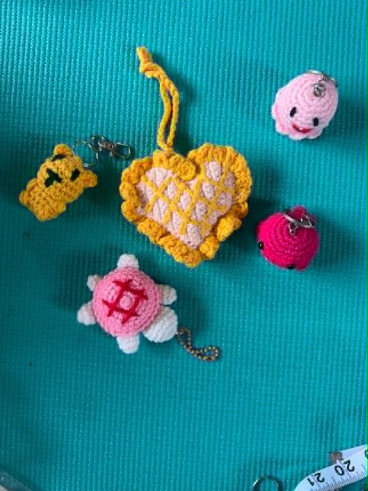 Crochet Hanging Charm Keychains (Cute Heart, Turtle & Character Designs)