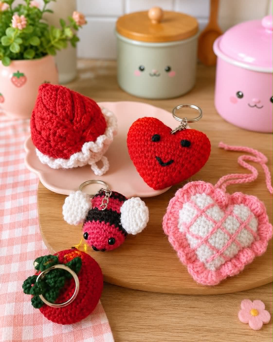 Handmade Crochet Keychain Collection – Sweet Hearts